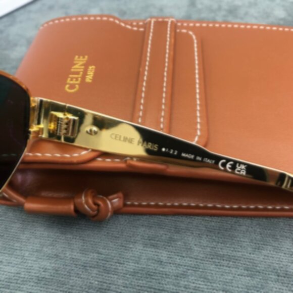 Celine Triomphe Gold Metal Oval Sunglasses - Picture 5 of 6